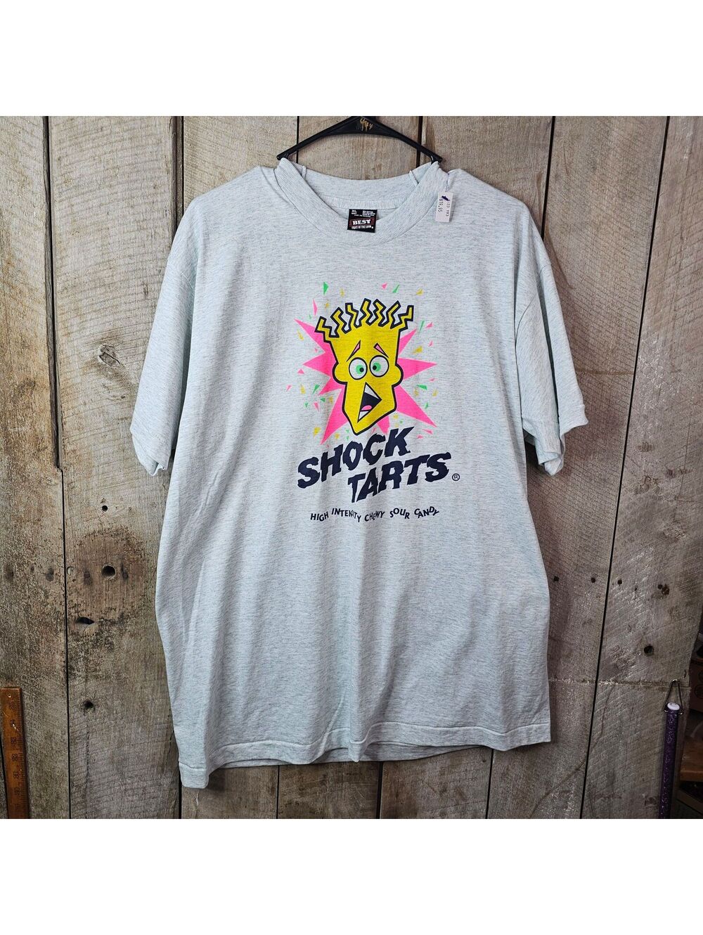 Vintage Shock Tarts Sour Candy Graphic T-Shirt Fruit Of The Loom Size XL